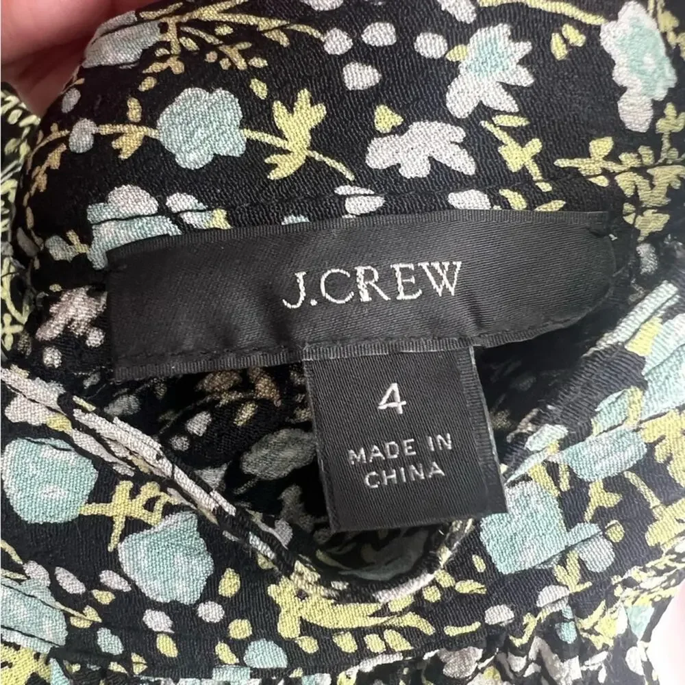 J. Crew Drapey Tiered Dress in Fall‎ Garden Floral Sz 4